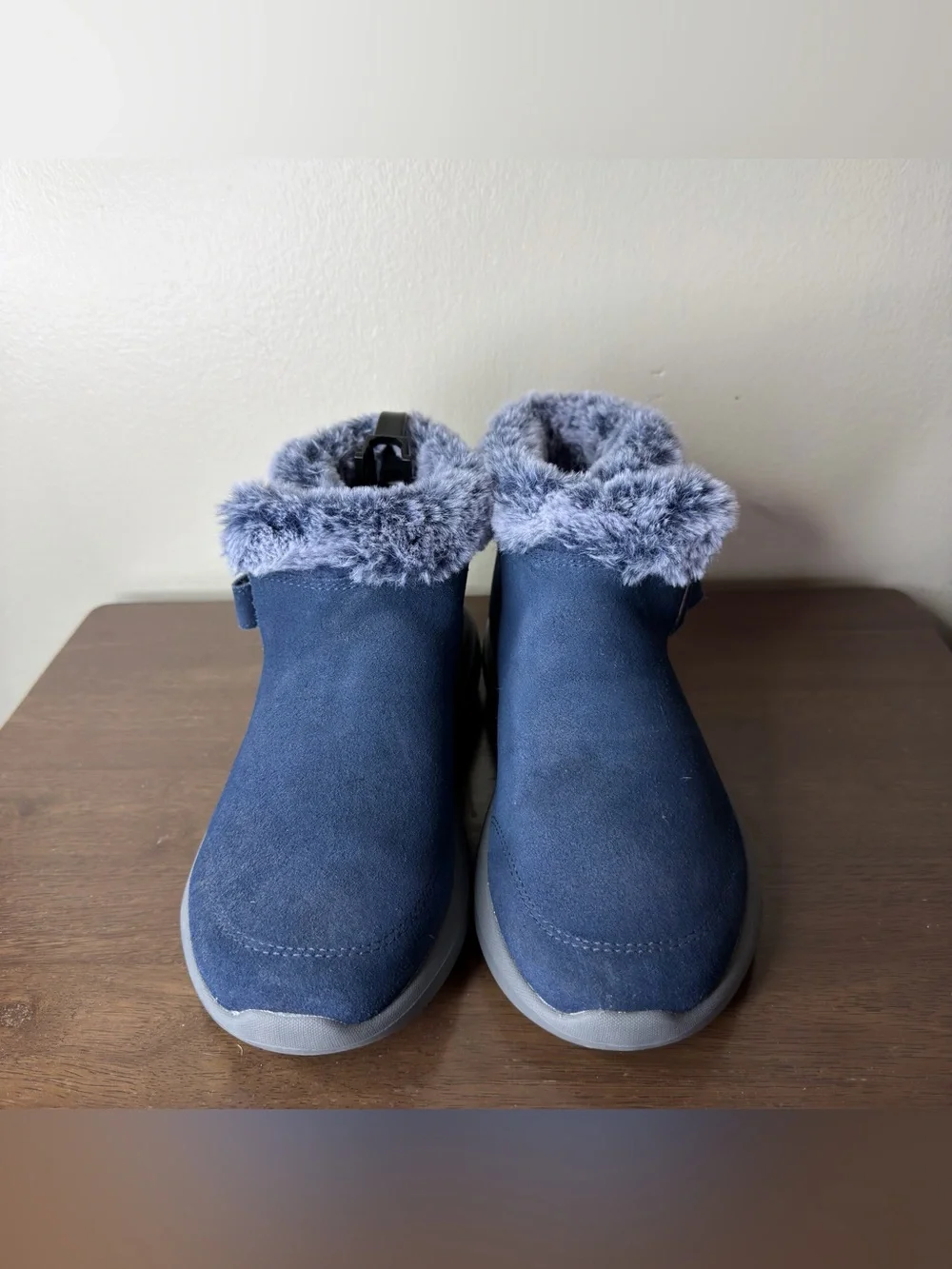 Skechers On the Go City 2 Blue Suede & Faux Fur Boots 6 Womens